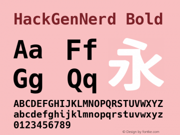 HackGenNerd Bold Version 2.4.0 ; ttfautohint (v1.8.3) -l 6 -r 45 -G 200 -x 14 -D latn -f none -m 