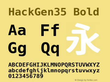 HackGen35 Bold Version 2.4.0 ; ttfautohint (v1.8.3) -l 6 -r 45 -G 200 -x 14 -D latn -f none -m 