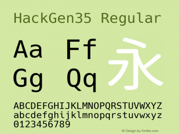 HackGen35 Regular Version 2.4.0 ; ttfautohint (v1.8.3) -l 6 -r 45 -G 200 -x 14 -D latn -f none -m 