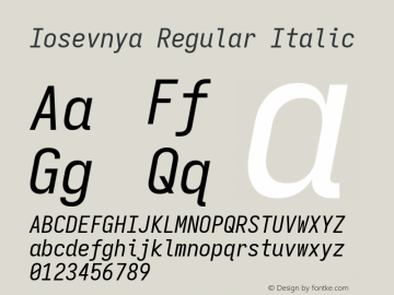 Iosevnya Regular Italic Version 8.0.1图片样张