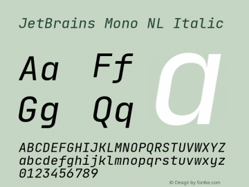 JetBrains Mono NL Italic Version 2.241; ttfautohint (v1.8.3)图片样张