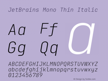 JetBrains Mono Thin Italic Version 2.241图片样张