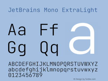 JetBrains Mono ExtraLight Version 2.242图片样张