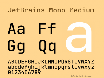 JetBrains Mono Medium Version 2.242图片样张