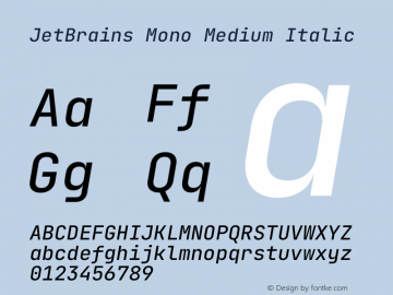JetBrains Mono Medium Italic Version 2.242图片样张