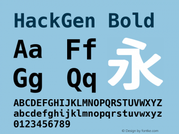 HackGen Bold Version 2.4.1 ; ttfautohint (v1.8.3) -l 6 -r 45 -G 200 -x 14 -D latn -f none -m 