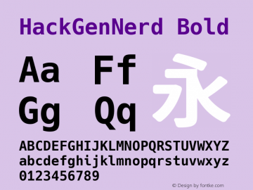 HackGenNerd Bold Version 2.4.1 ; ttfautohint (v1.8.3) -l 6 -r 45 -G 200 -x 14 -D latn -f none -m 