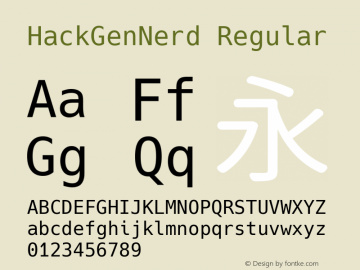 HackGenNerd Regular Version 2.4.1 ; ttfautohint (v1.8.3) -l 6 -r 45 -G 200 -x 14 -D latn -f none -m 