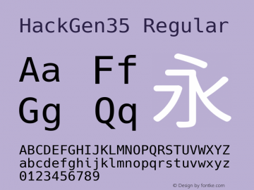 HackGen35 Regular Version 2.4.1 ; ttfautohint (v1.8.3) -l 6 -r 45 -G 200 -x 14 -D latn -f none -m 