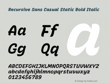 Recursive Sn Csl St Bold Italic Version 1.079;hotconv 1.0.112;makeotfexe 2.5.65598; ttfautohint (v1.8.3)图片样张