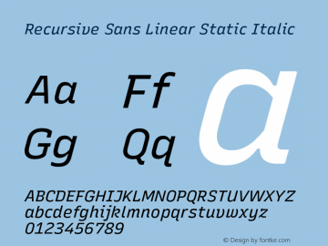 Recursive Sn Lnr St Italic Version 1.079;hotconv 1.0.112;makeotfexe 2.5.65598图片样张