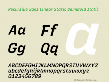 Recursive Sn Lnr St SmB Italic Version 1.079;hotconv 1.0.112;makeotfexe 2.5.65598图片样张