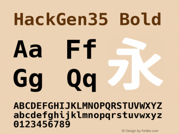 HackGen35 Bold Version 2.5.0 ; ttfautohint (v1.8.3) -l 6 -r 45 -G 200 -x 14 -D latn -f none -m 