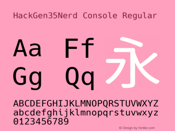 HackGen35Nerd Console Regular Version 2.5.0 ; ttfautohint (v1.8.3) -l 6 -r 45 -G 200 -x 14 -D latn -f none -m 