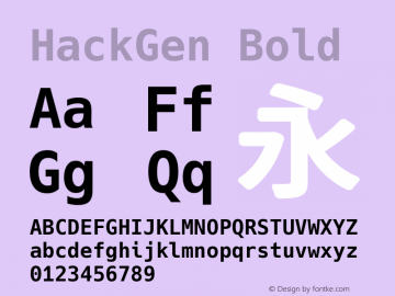 HackGen Bold Version 2.5.0 ; ttfautohint (v1.8.3) -l 6 -r 45 -G 200 -x 14 -D latn -f none -m 