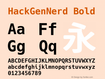 HackGenNerd Bold Version 2.5.0 ; ttfautohint (v1.8.3) -l 6 -r 45 -G 200 -x 14 -D latn -f none -m 