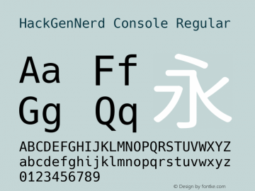 HackGenNerd Console Regular Version 2.5.0 ; ttfautohint (v1.8.3) -l 6 -r 45 -G 200 -x 14 -D latn -f none -m 