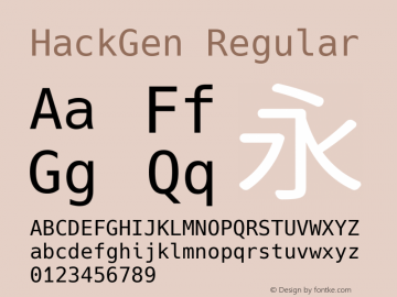 HackGen Regular Version 2.5.0 ; ttfautohint (v1.8.3) -l 6 -r 45 -G 200 -x 14 -D latn -f none -m 