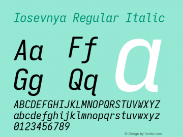 Iosevnya Regular Italic Version 10.0.0; ttfautohint (v1.8.3)图片样张