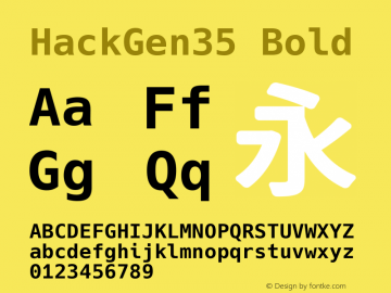 HackGen35 Bold Version 2.5.1 ; ttfautohint (v1.8.3) -l 6 -r 45 -G 200 -x 14 -D latn -f none -m 