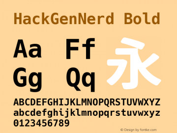 HackGenNerd Bold Version 2.5.1 ; ttfautohint (v1.8.3) -l 6 -r 45 -G 200 -x 14 -D latn -f none -m 