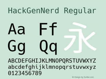 HackGenNerd Regular Version 2.5.1 ; ttfautohint (v1.8.3) -l 6 -r 45 -G 200 -x 14 -D latn -f none -m 