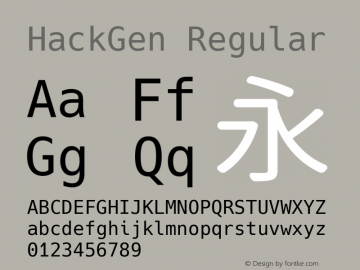 HackGen Regular Version 2.5.1 ; ttfautohint (v1.8.3) -l 6 -r 45 -G 200 -x 14 -D latn -f none -m 