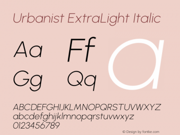Urbanist ExtraLight Italic Version 1.253图片样张