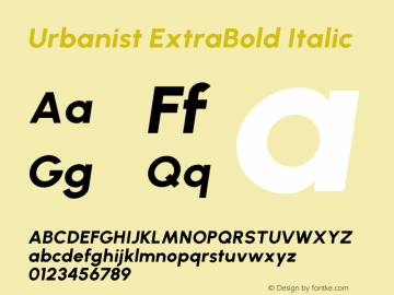 Urbanist ExtraBold Italic Version 1.253; ttfautohint (v1.8.3)图片样张