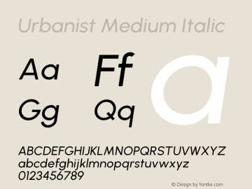 Urbanist Medium Italic Version 1.253; ttfautohint (v1.8.3)图片样张