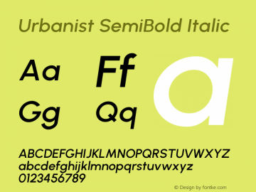 Urbanist SemiBold Italic Version 1.253; ttfautohint (v1.8.3)图片样张