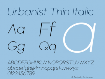 Urbanist Thin Italic Version 1.253; ttfautohint (v1.8.3)图片样张