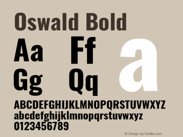 Oswald Bold Version 4.102; ttfautohint (v1.8.3)图片样张