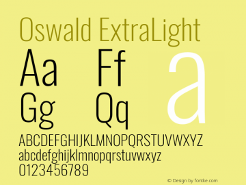 Oswald ExtraLight Version 4.102; ttfautohint (v1.8.3)图片样张