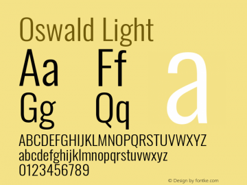 Oswald Light Version 4.102; ttfautohint (v1.8.3)图片样张