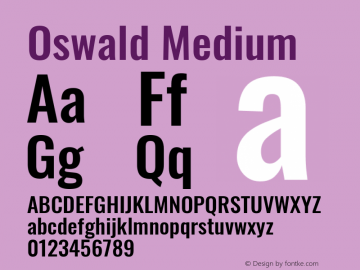Oswald Medium Version 4.102; ttfautohint (v1.8.3)图片样张