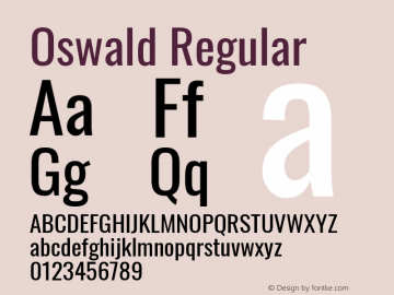 Oswald Regular Version 4.102; ttfautohint (v1.8.3)图片样张
