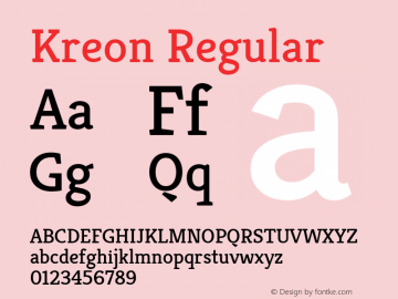 Kreon Regular Version 2.002; ttfautohint (v1.8.3)图片样张