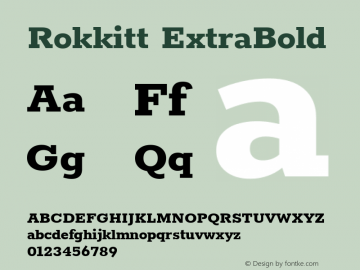 Rokkitt ExtraBold Version 3.103; ttfautohint (v1.8.3)图片样张