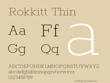 Rokkitt Thin Version 3.103; ttfautohint (v1.8.3)图片样张