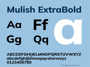 Mulish ExtraBold Version 3.603; ttfautohint (v1.8.3)图片样张