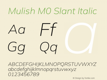 Mulish M0 Slant Italic Version 3.603图片样张