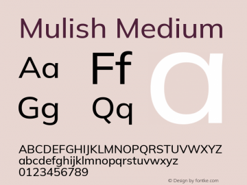 Mulish Medium Version 3.603; ttfautohint (v1.8.3)图片样张