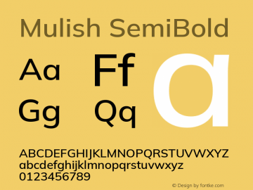 Mulish SemiBold Version 3.603; ttfautohint (v1.8.3)图片样张