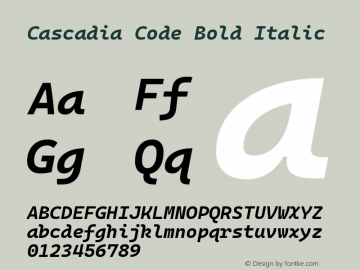 Cascadia Code Bold Italic Version 2108.026; ttfautohint (v1.8.3)图片样张