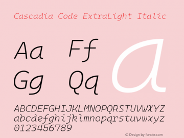 Cascadia Code ExtraLight Italic Version 2108.026图片样张