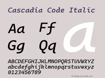 Cascadia Code Italic Version 2108.026; ttfautohint (v1.8.3)图片样张
