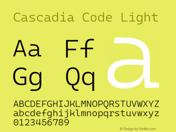 Cascadia Code Light Version 2108.026; ttfautohint (v1.8.3)图片样张