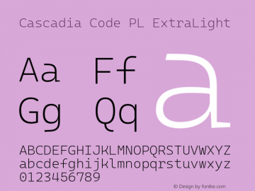 Cascadia Code PL ExtraLight Version 2108.026图片样张