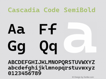 Cascadia Code SemiBold Version 2108.026; ttfautohint (v1.8.3)图片样张
